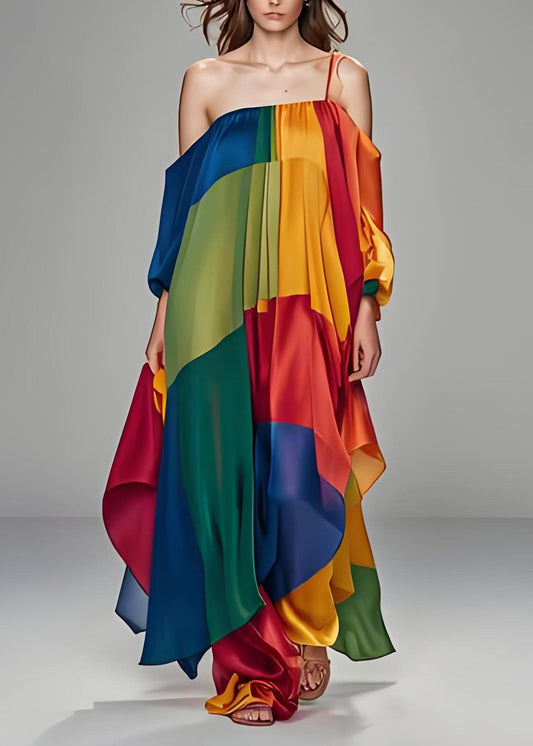 Brittie - Asymmetrisches ärmelloses Farbblockkleid