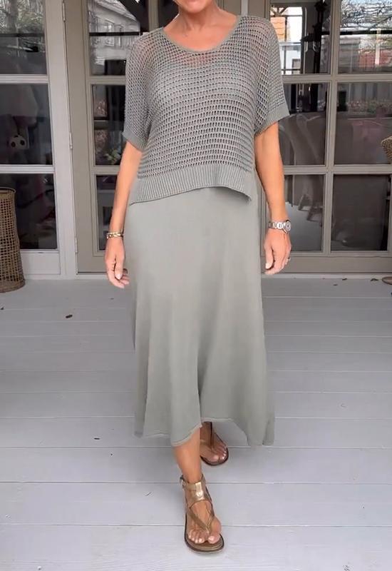 Ivey - Legeres Kleid mit Trägern und ausgehöhltem Oberteil, zweiteiliges Set