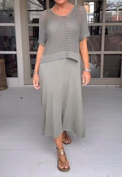 Ivey - Legeres Kleid mit Trägern und ausgehöhltem Oberteil, zweiteiliges Set