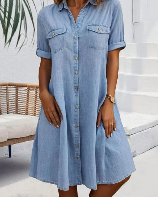 Jackie - kurzärmeliges Midikleid mit Knopfverschluss