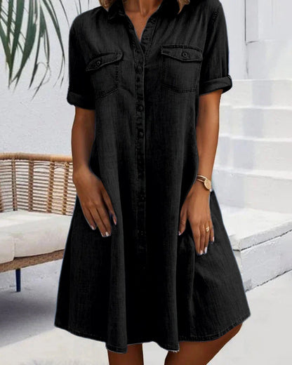Jackie - kurzärmeliges Midikleid mit Knopfverschluss