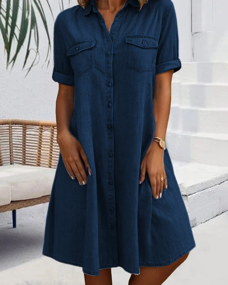 Jackie - kurzärmeliges Midikleid mit Knopfverschluss