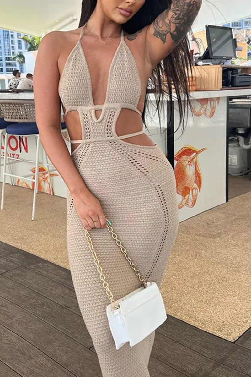 Jalene | Sexy Rückenfreies Langes Trägerkleid