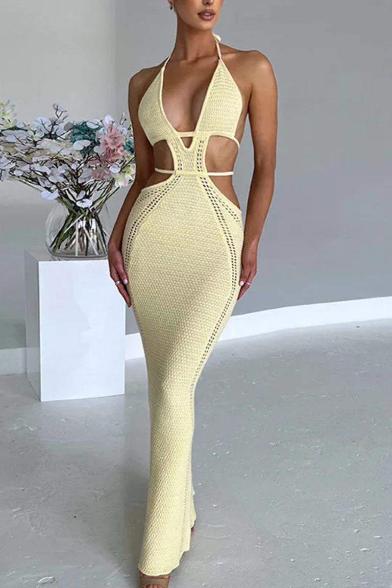 Jalene | Sexy Rückenfreies Langes Trägerkleid