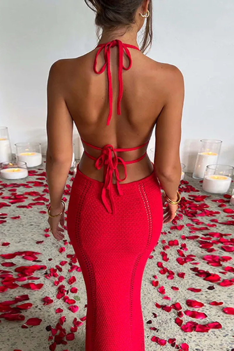 Jalene | Sexy Rückenfreies Langes Trägerkleid