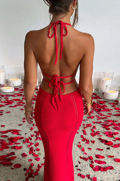 Jalene | Sexy Rückenfreies Langes Trägerkleid