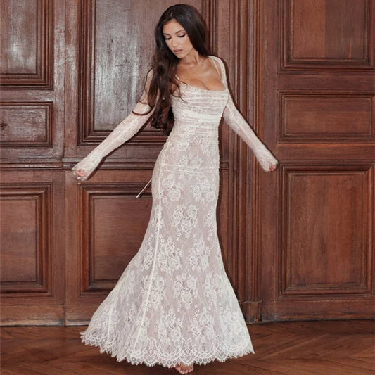 Jeanne - Maxikleid aus Spitze mit Tunnelzug