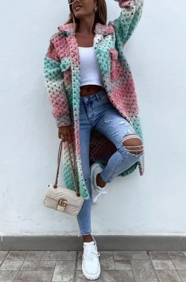 Cynthia - mehrfarbige Tweedjacke mit Taschen
