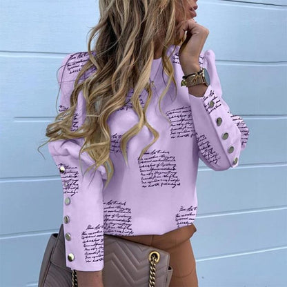 Langärmelige Bluse mit Metallknöpfen