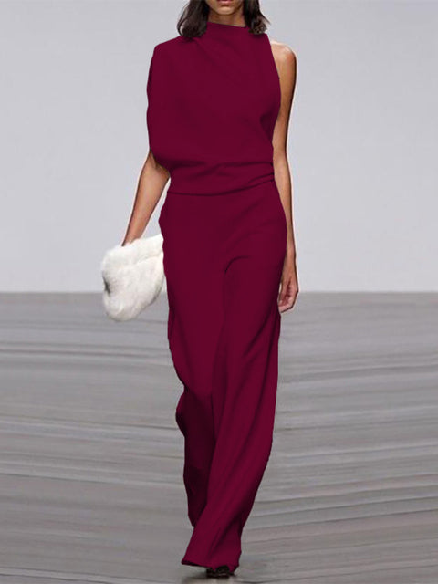 Trendiger ärmelloser Jumpsuit mit Rundhalsausschnitt