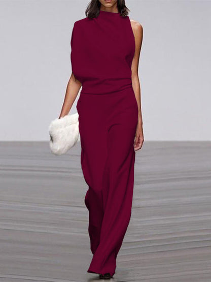 Trendiger ärmelloser Jumpsuit mit Rundhalsausschnitt