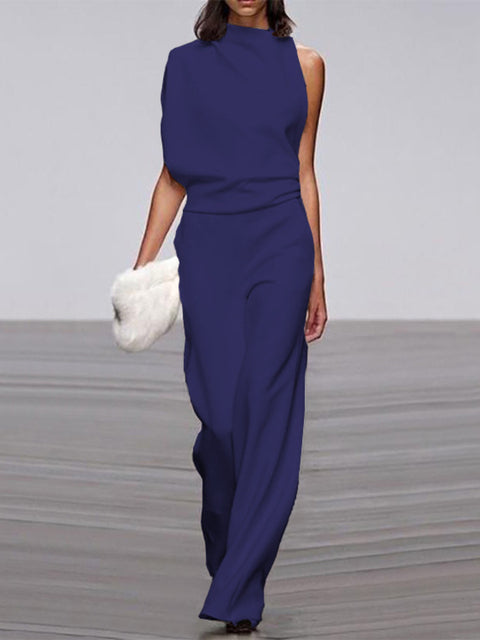 Trendiger ärmelloser Jumpsuit mit Rundhalsausschnitt