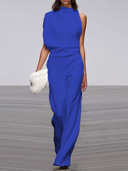 Trendiger ärmelloser Jumpsuit mit Rundhalsausschnitt