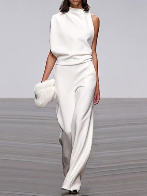 Trendiger ärmelloser Jumpsuit mit Rundhalsausschnitt