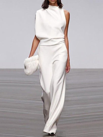 Trendiger ärmelloser Jumpsuit mit Rundhalsausschnitt