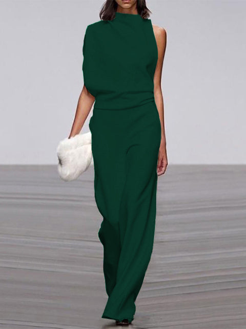 Trendiger ärmelloser Jumpsuit mit Rundhalsausschnitt