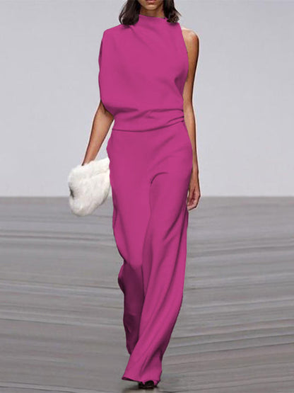 Trendiger ärmelloser Jumpsuit mit Rundhalsausschnitt