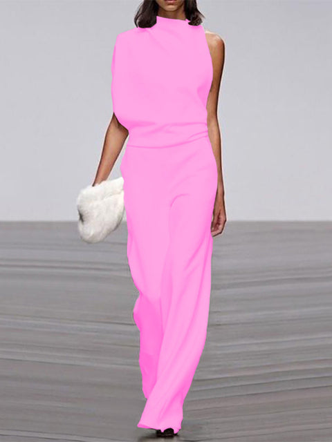 Trendiger ärmelloser Jumpsuit mit Rundhalsausschnitt