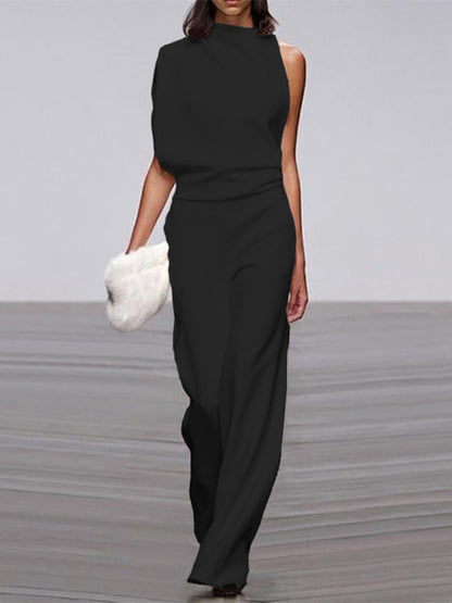 Trendiger ärmelloser Jumpsuit mit Rundhalsausschnitt