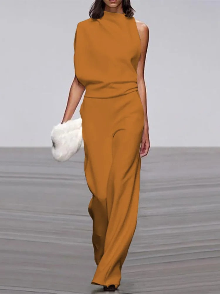 Trendiger ärmelloser Jumpsuit mit Rundhalsausschnitt