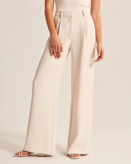 Maria - Maßgeschneiderte Hose mit weitem Bein in Beige