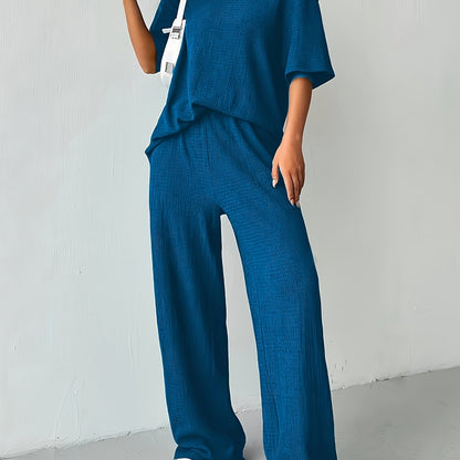 Baumwoll-Polyester-Set - Kurzarm-T-Shirt & weicher Stoff