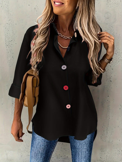 Bunte Bluse mit Knöpfen - lange Ärmel und leichtes Material