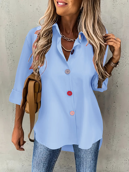 Bunte Bluse mit Knöpfen - lange Ärmel und leichtes Material