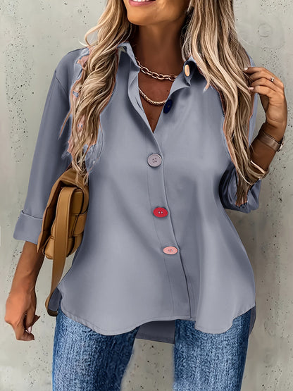 Bunte Bluse mit Knöpfen - lange Ärmel und leichtes Material