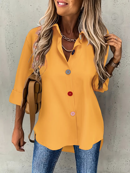 Bunte Bluse mit Knöpfen - lange Ärmel und leichtes Material