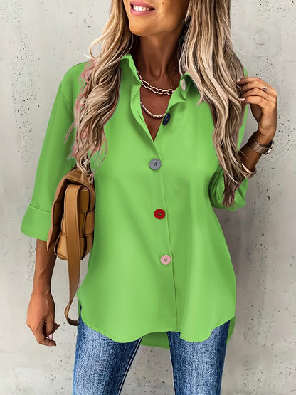 Bunte Bluse mit Knöpfen - lange Ärmel und leichtes Material