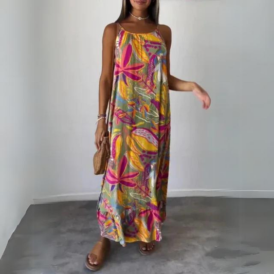 Kristel - Elegantes, ärmelloses Kleid mit Blumenmuster