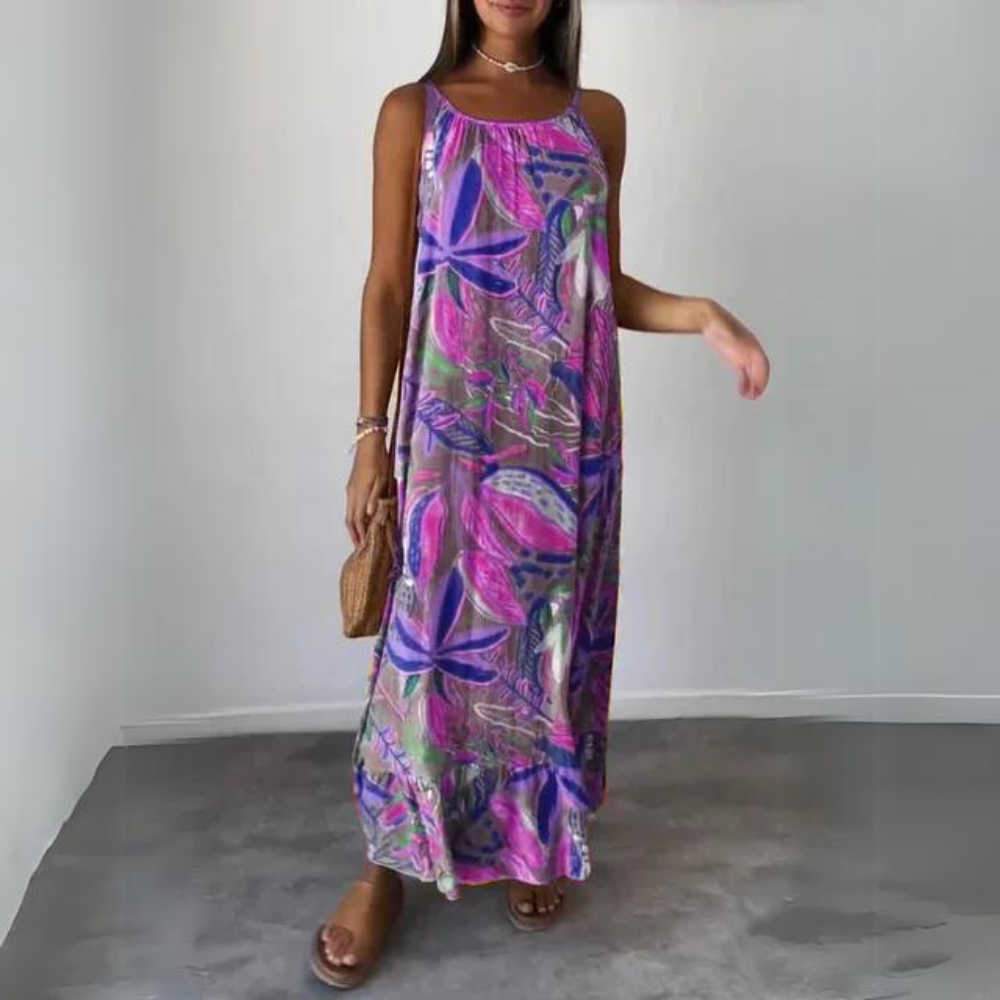 Kristel - Elegantes, ärmelloses Kleid mit Blumenmuster