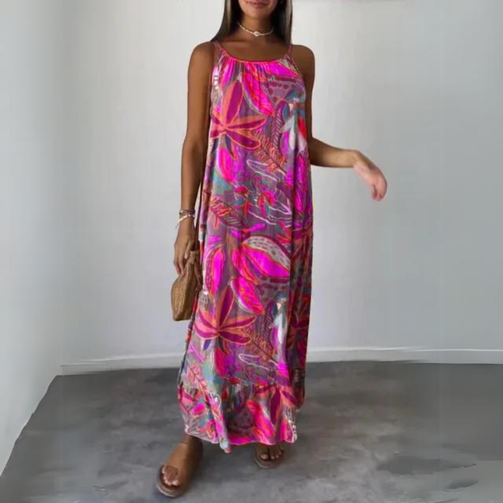 Kristel - Elegantes, ärmelloses Kleid mit Blumenmuster
