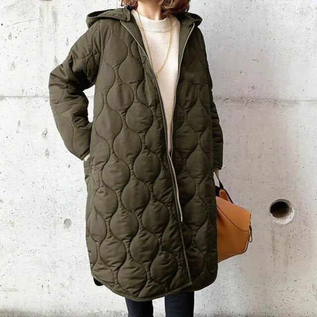 Neu Lässiger Parka-Mantel mit Kapuze aus Argyle