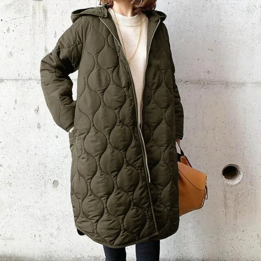 Neu Lässiger Parka-Mantel mit Kapuze aus Argyle