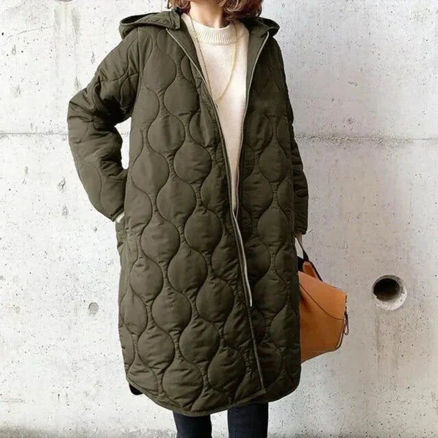 Danielle | Gemusterter Damenparka mit Kapuze – schick und bequem