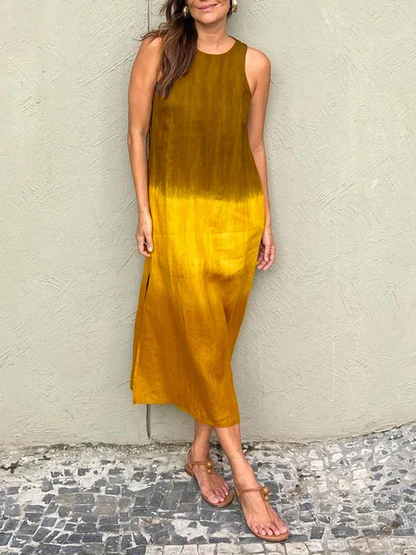 Kyline - Lässiges Maxikleid aus Baumwolle und Leinen