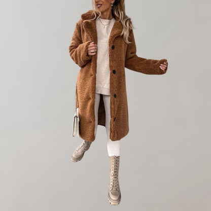Lange Teddyjacke für Damen | Weiß - Warm und trendig