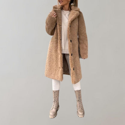 Lange Teddyjacke für Damen | Weiß - Warm und trendig