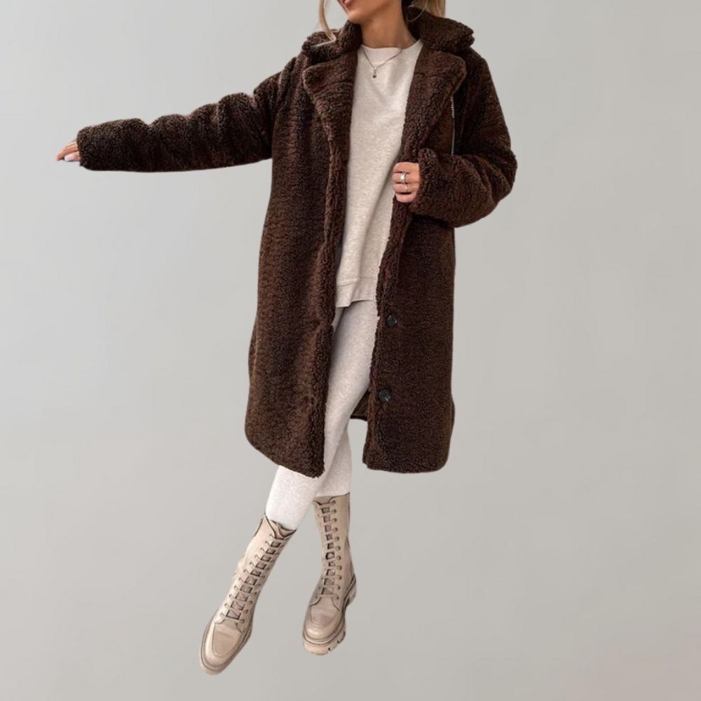 Lange Teddyjacke für Damen | Weiß - Warm und trendig