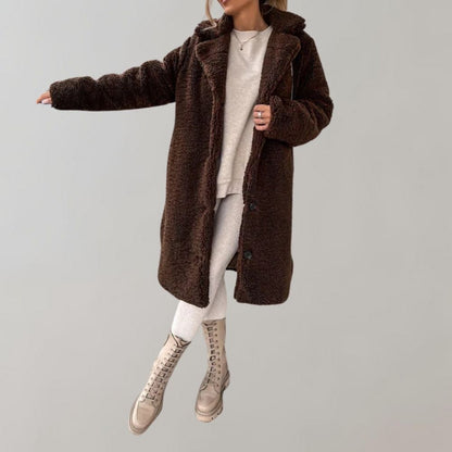 Lange Teddyjacke für Damen | Weiß - Warm und trendig