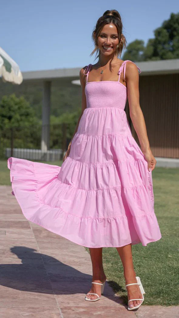 Leia - Ärmelloses bedrucktes Reifenkleid mit hoher Taille