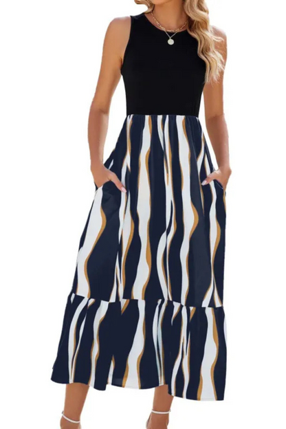 Leigh | Sommer Ärmelloses Langes Kleid
