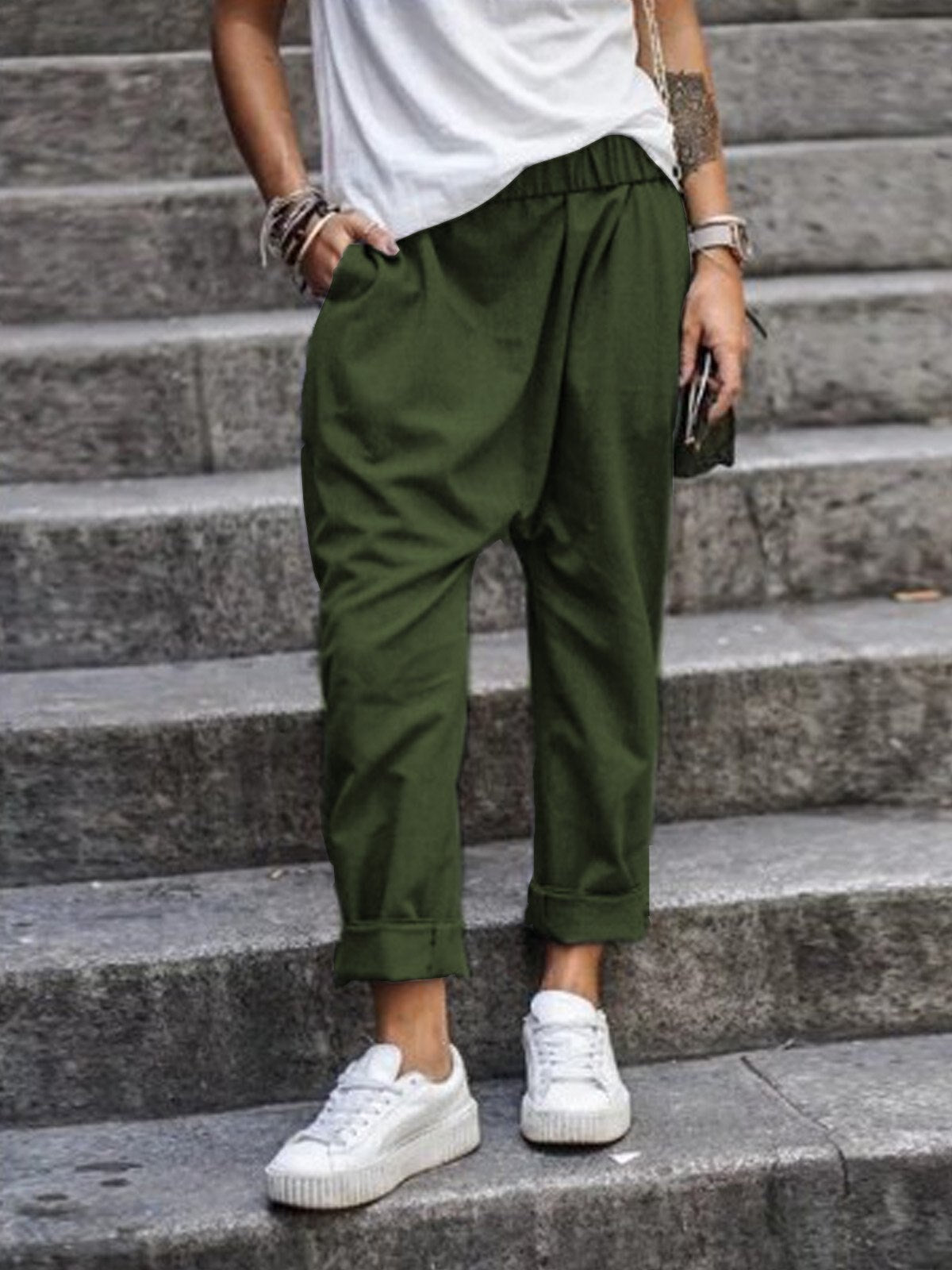 Baggy Cropped Trousers für Frauen