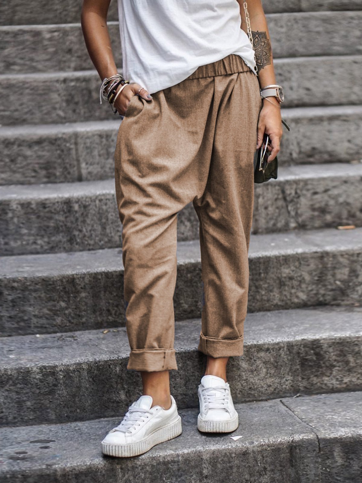 Baggy Cropped Trousers für Frauen