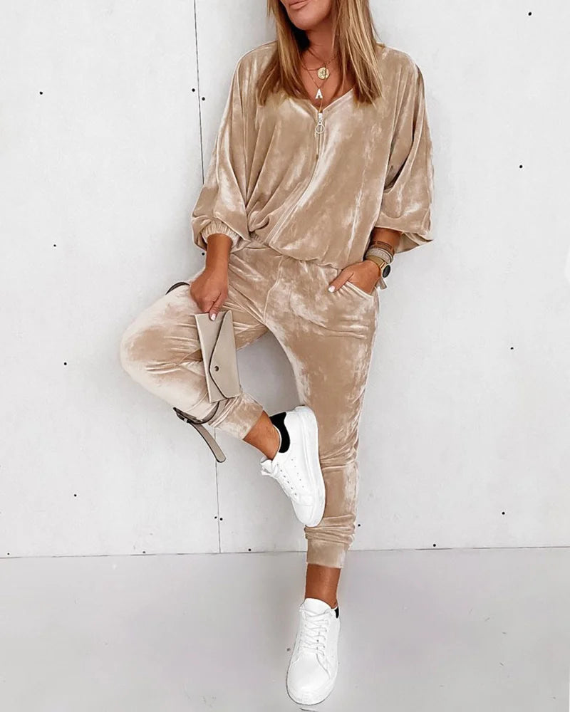 Lily - Luxuriöses Velours-Lounge-Set für Frauen