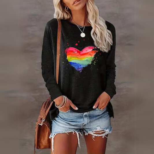 Leontine - Lässiges Regenbogen-Langarmshirt