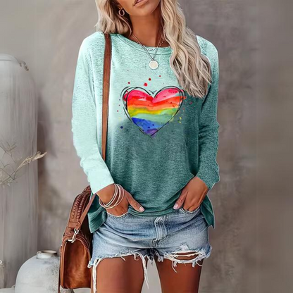 Leontine - Lässiges Regenbogen-Langarmshirt