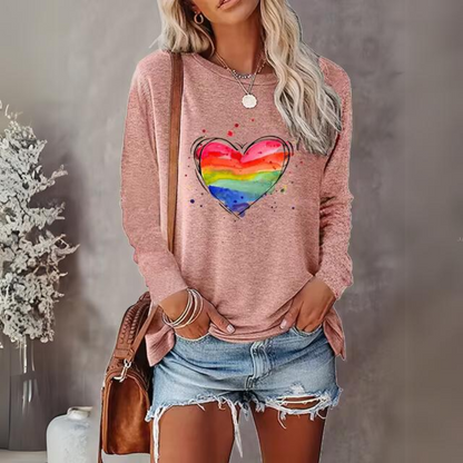 Leontine - Lässiges Regenbogen-Langarmshirt